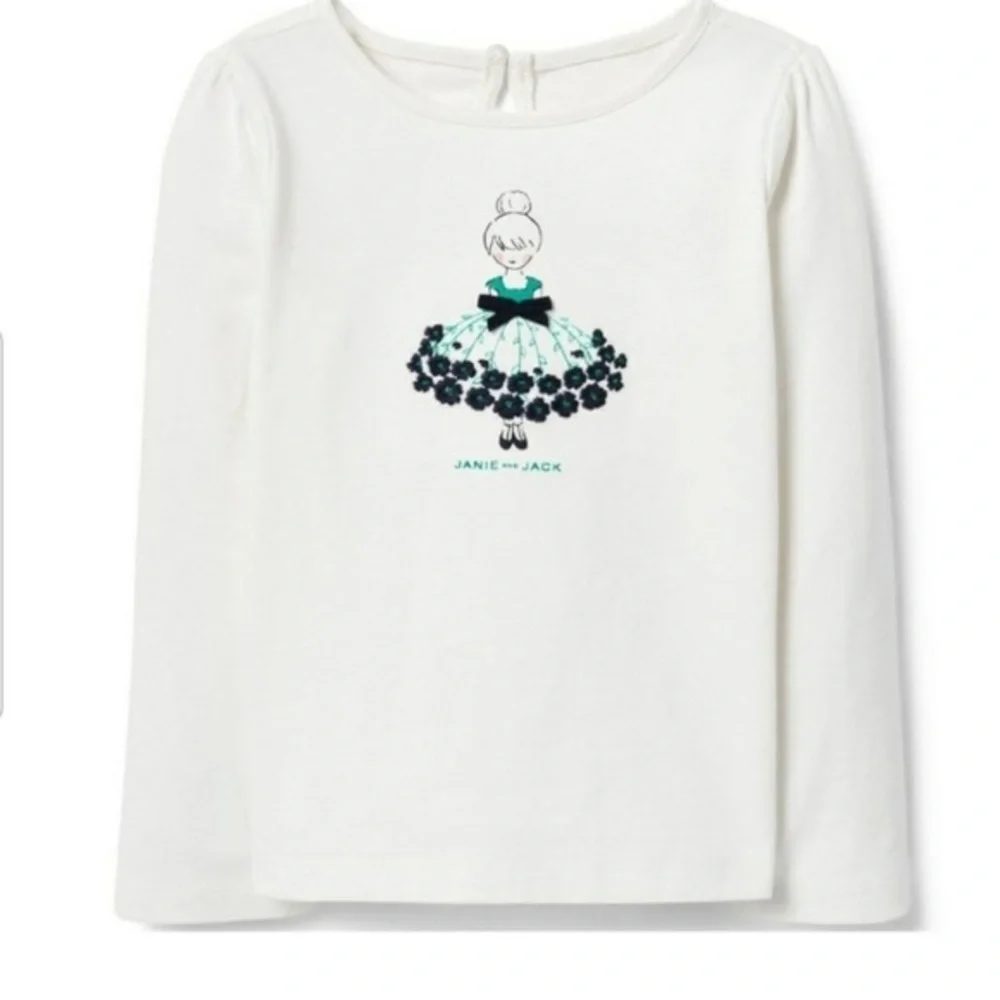 Janie and Jack blue floral embroidered long sleeve tee Size 3
